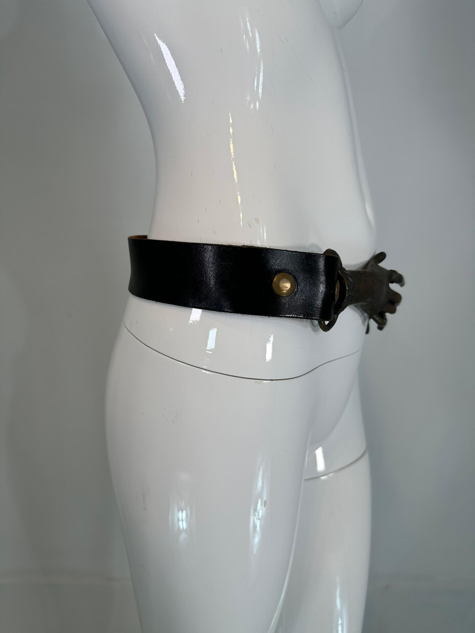 1970s Original Casting Victorian Inspired Clasping Hands Belt & Buckle W/Rings 6