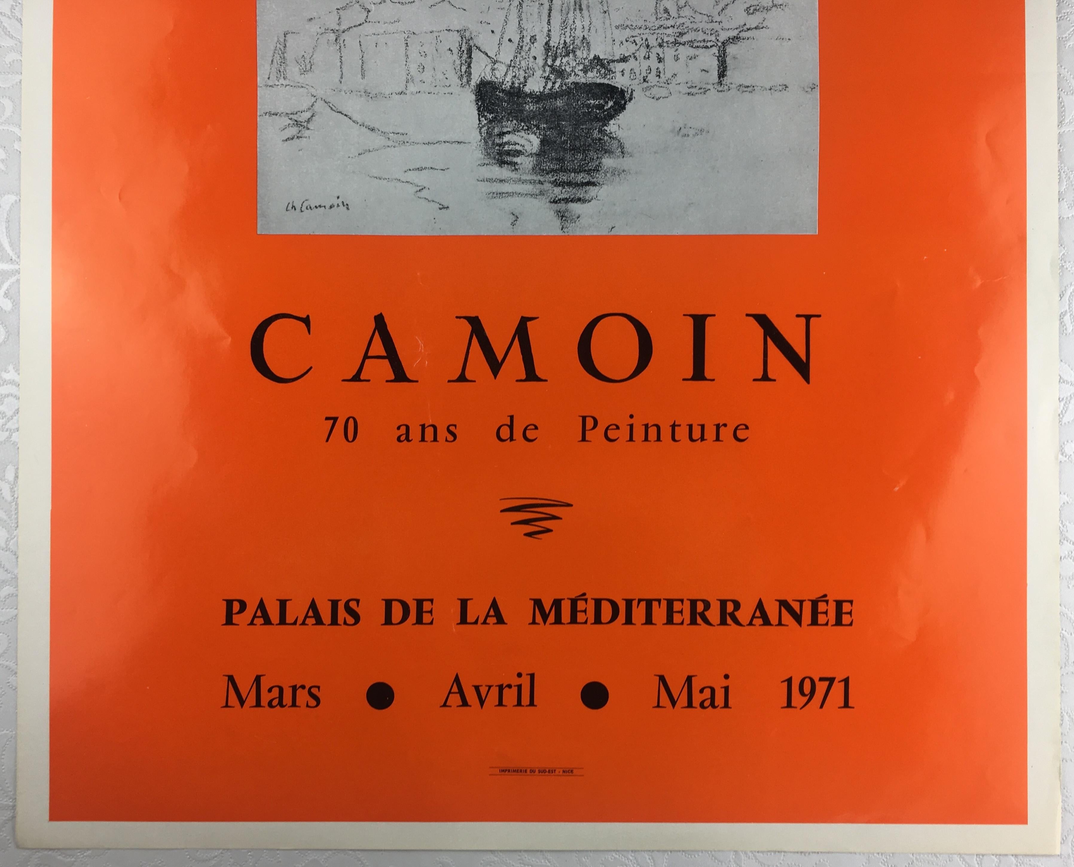 French 1970s Original Charles Camoin Seascape Art Exhibiton Poster
