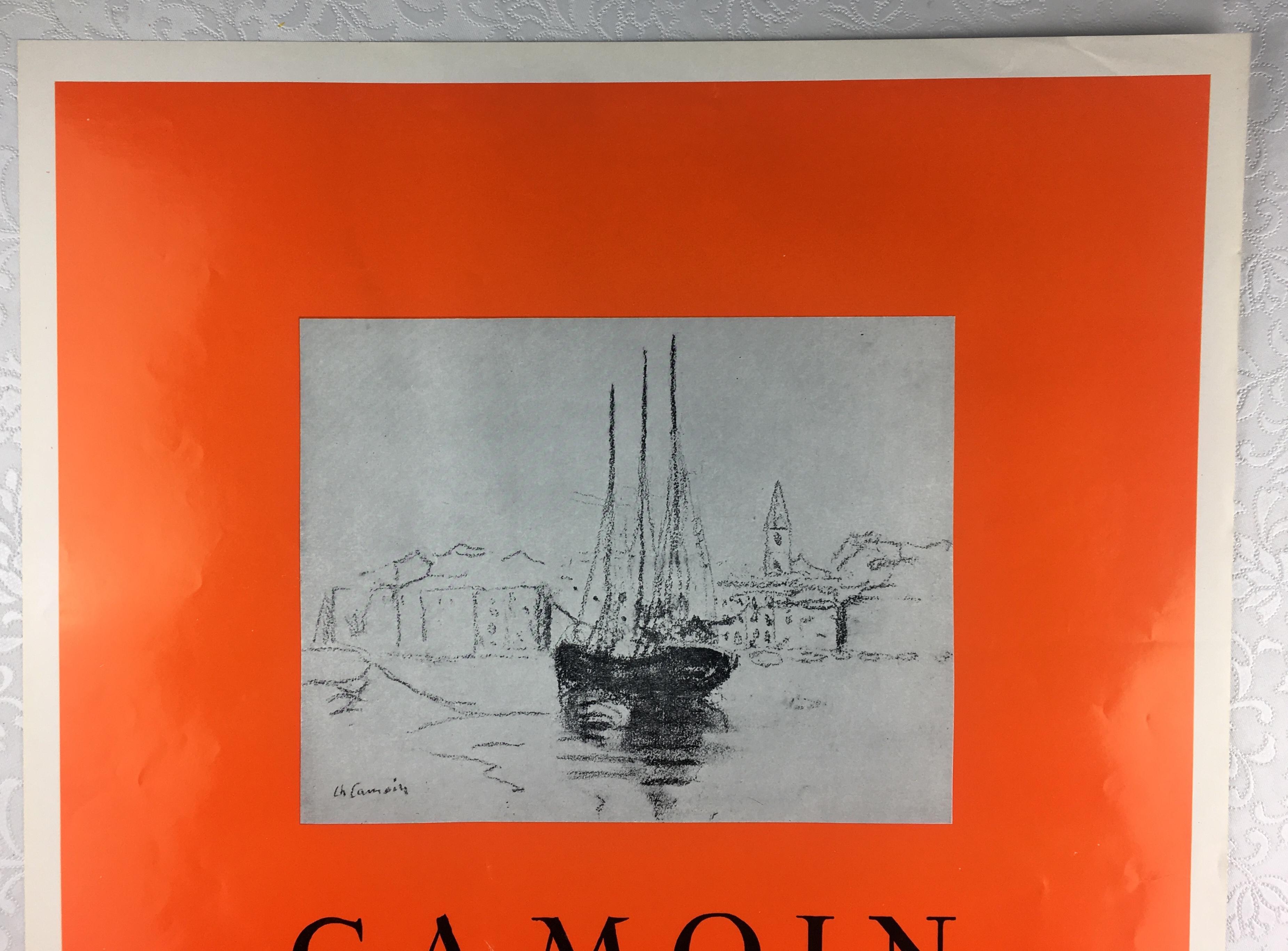 1970s Original Charles Camoin Seascape Art Exhibiton Poster In Good Condition For Sale In Miami, FL