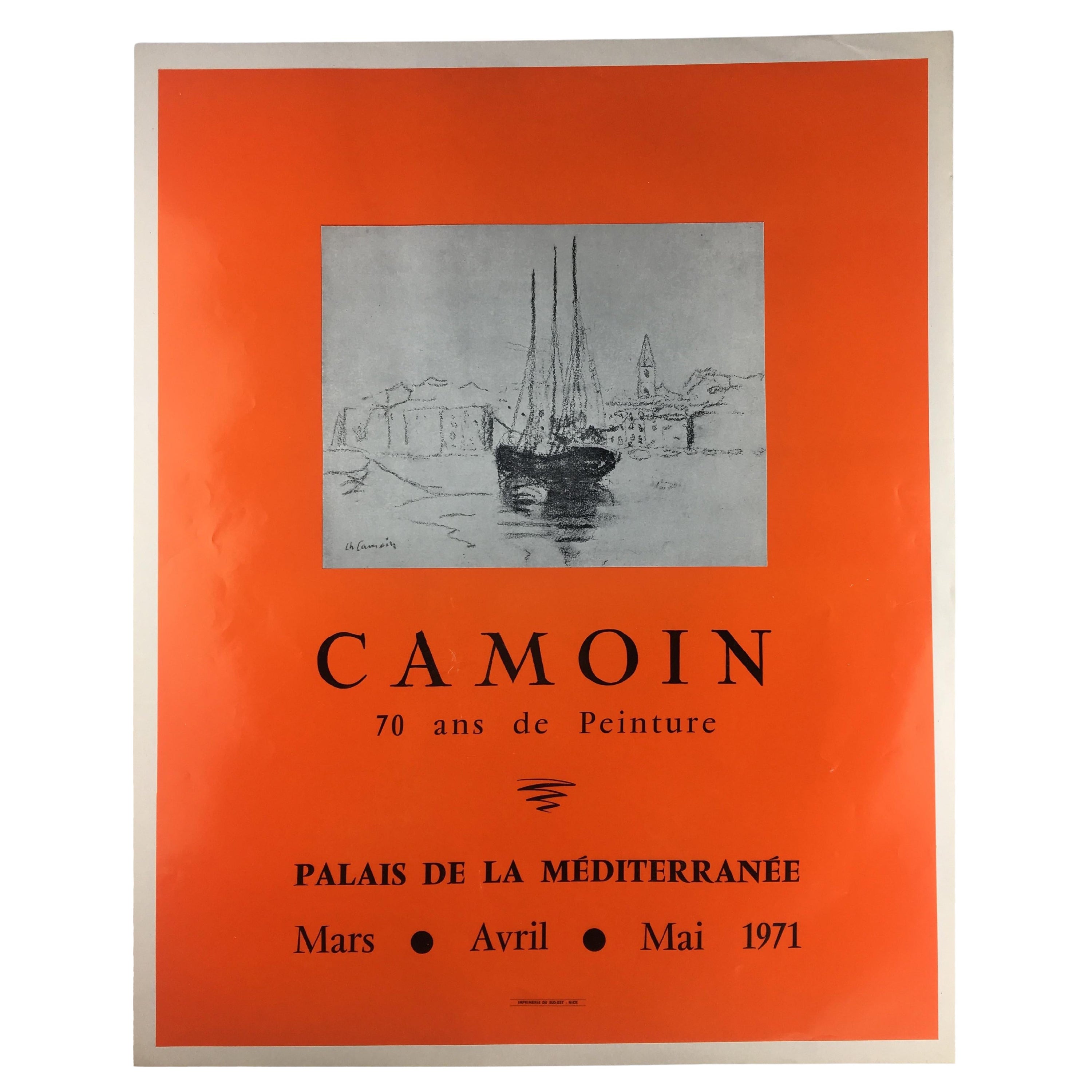 Poster originale degli anni '70 di Charles Camoin per la mostra d'arte sul mare in vendita