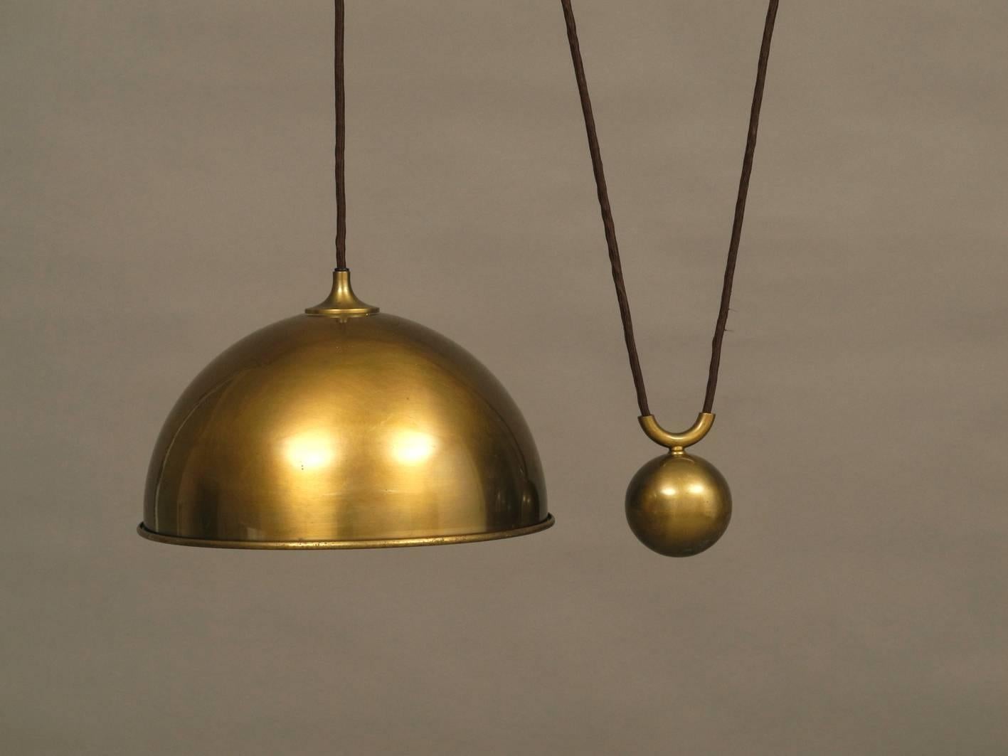 1970s Original Florian Schulz Posa Brass Double Drawbar Ceiling Lamp 6