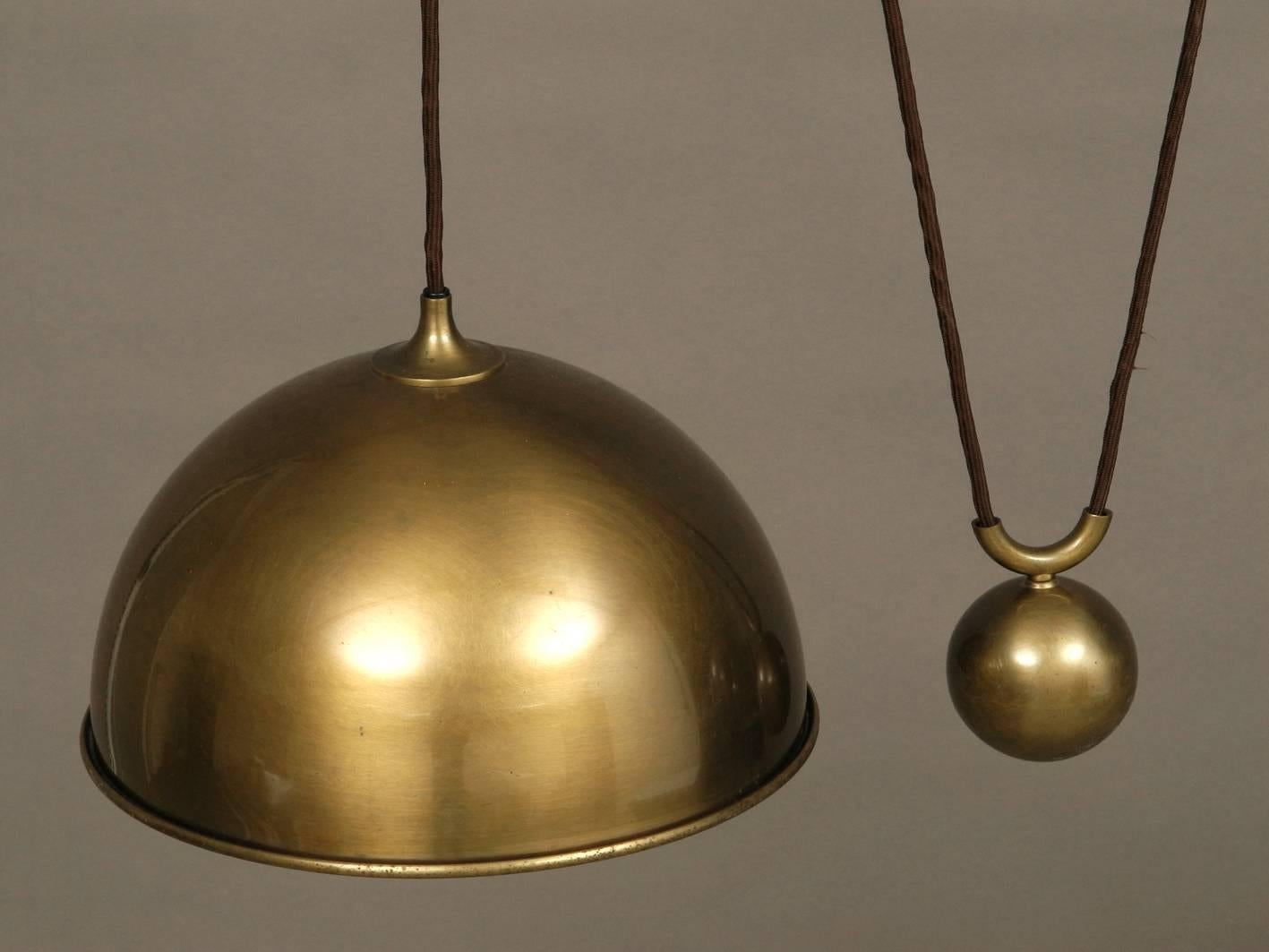 1970s Original Florian Schulz Posa Brass Double Drawbar Ceiling Lamp 1