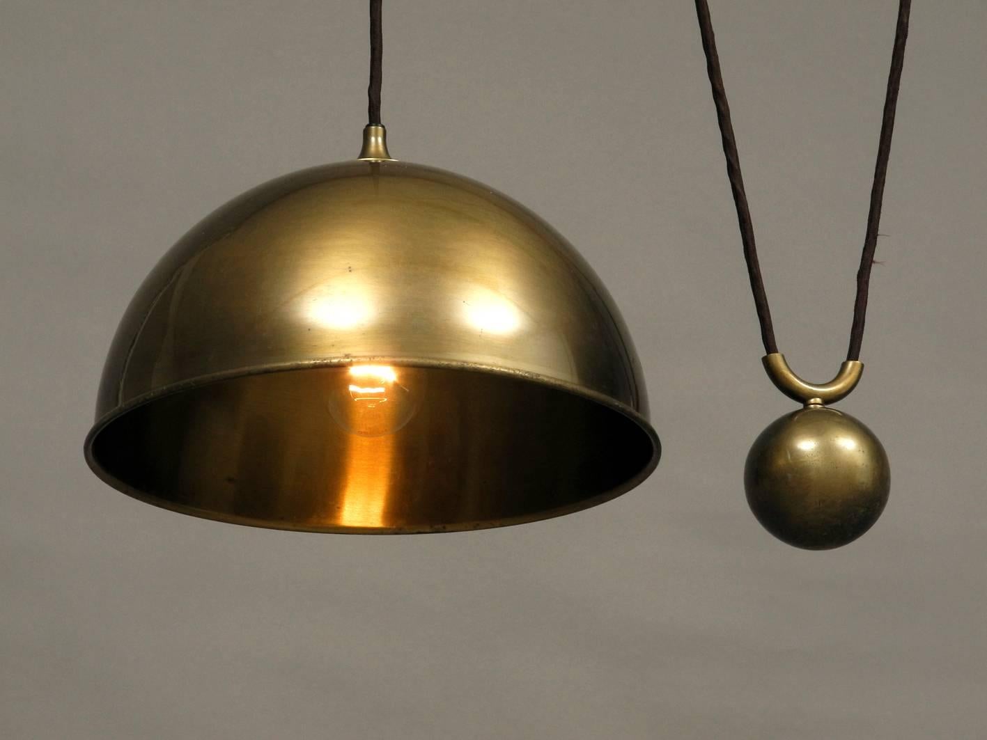 1970s Original Florian Schulz Posa Brass Double Drawbar Ceiling Lamp 2