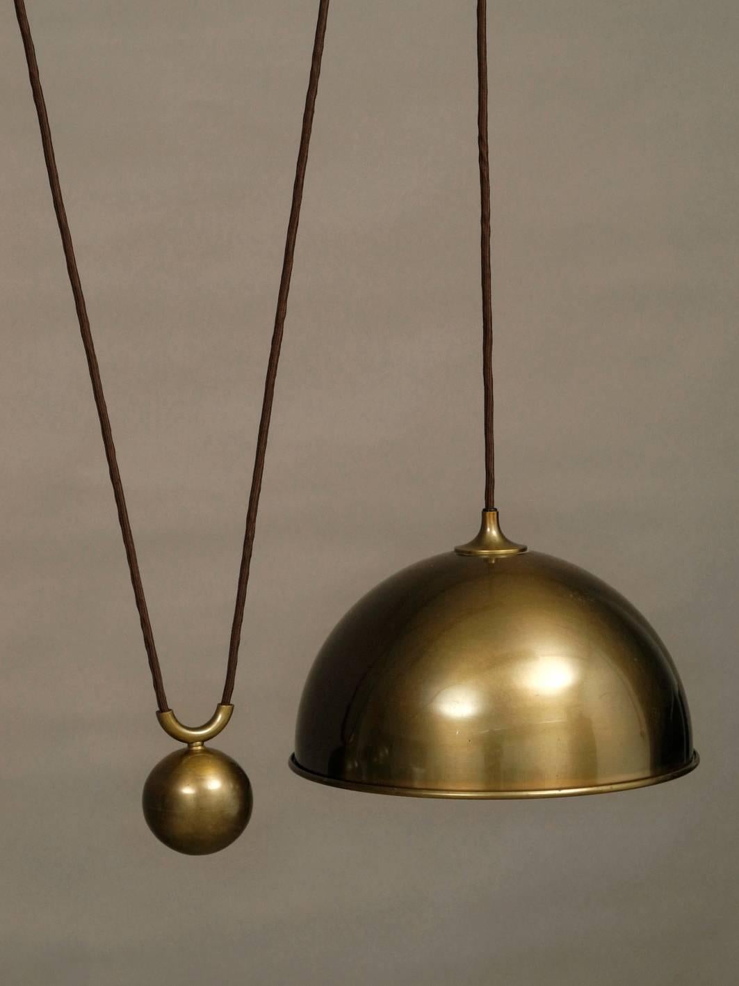 1970s Original Florian Schulz Posa Brass Double Drawbar Ceiling Lamp 3