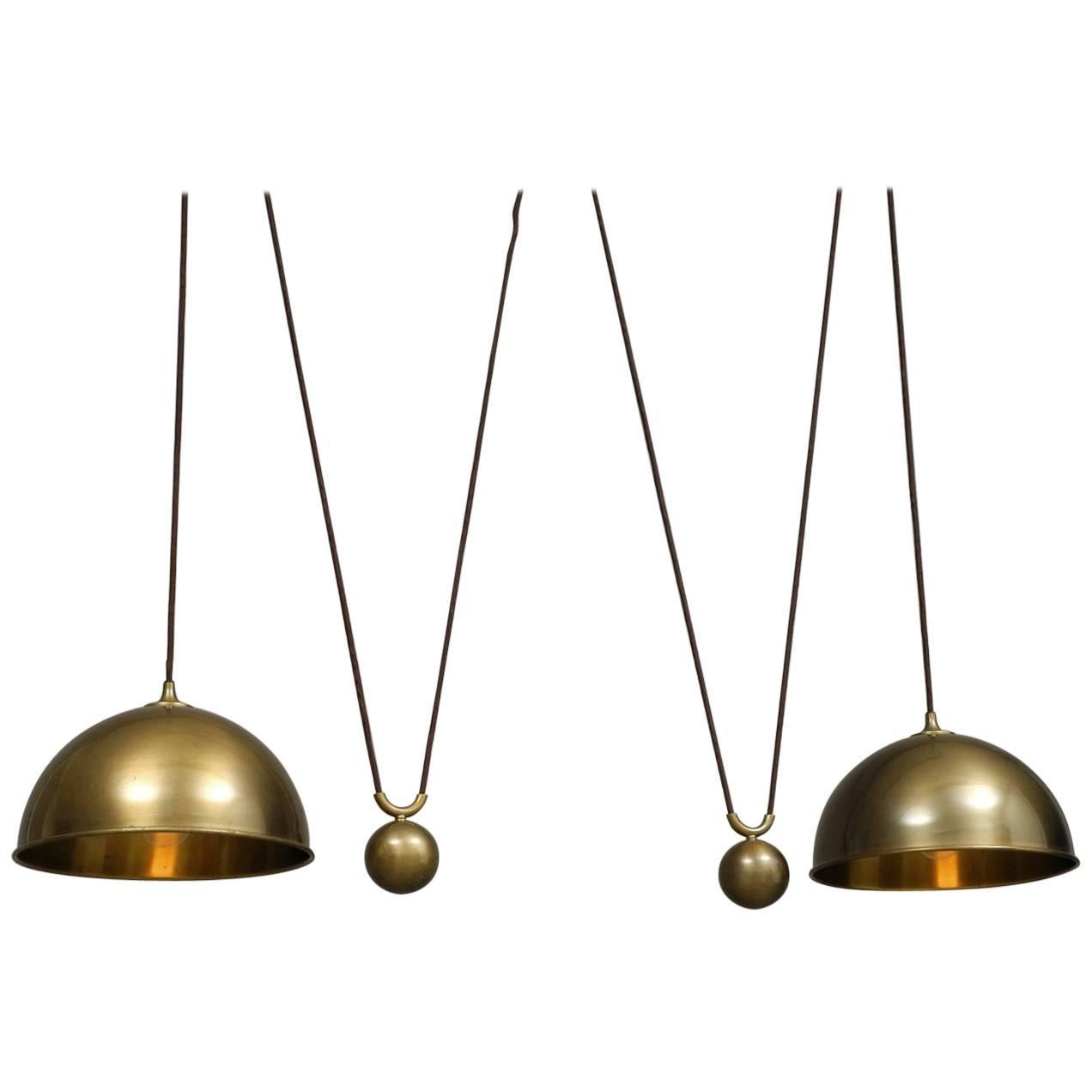 1970s Original Florian Schulz Posa Brass Double Drawbar Ceiling Lamp