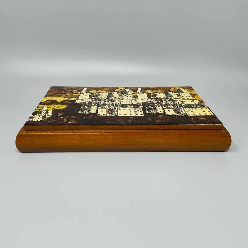 Italian 1970s Original Gorgeous Playing Cards Box by Piero Fornasetti  For Sale