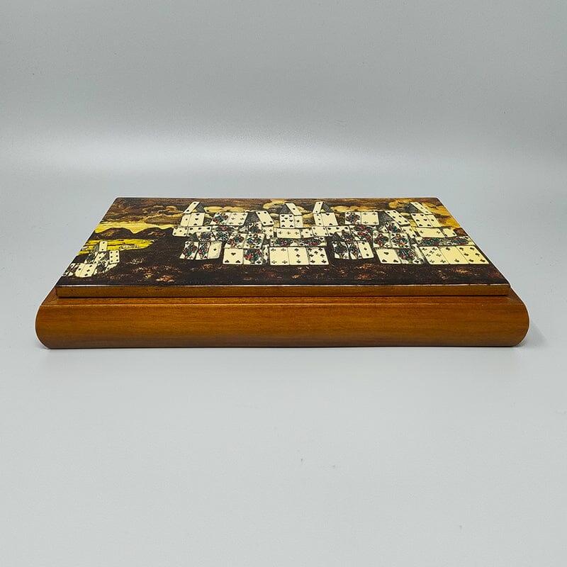 Italian 1970s Original Gorgeous Playing Cards Box by Piero Fornasetti For Sale