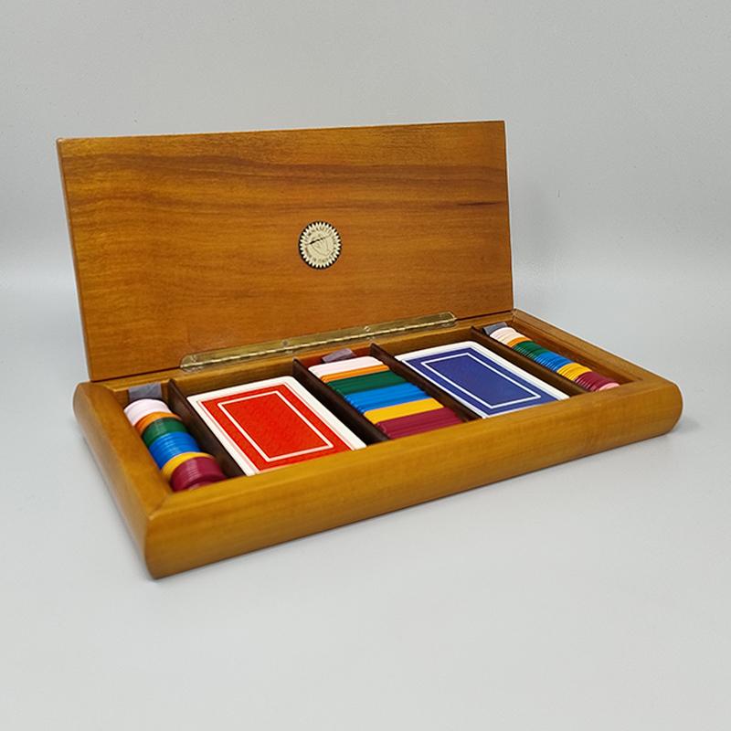 Wood 1980s Original Gorgeous Playing Cards Box by Piero Fornasetti For Sale