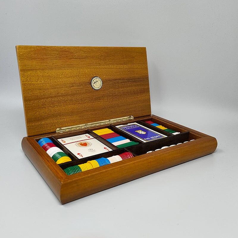 Wood 1970s Original Gorgeous Playing Cards Box by Piero Fornasetti For Sale