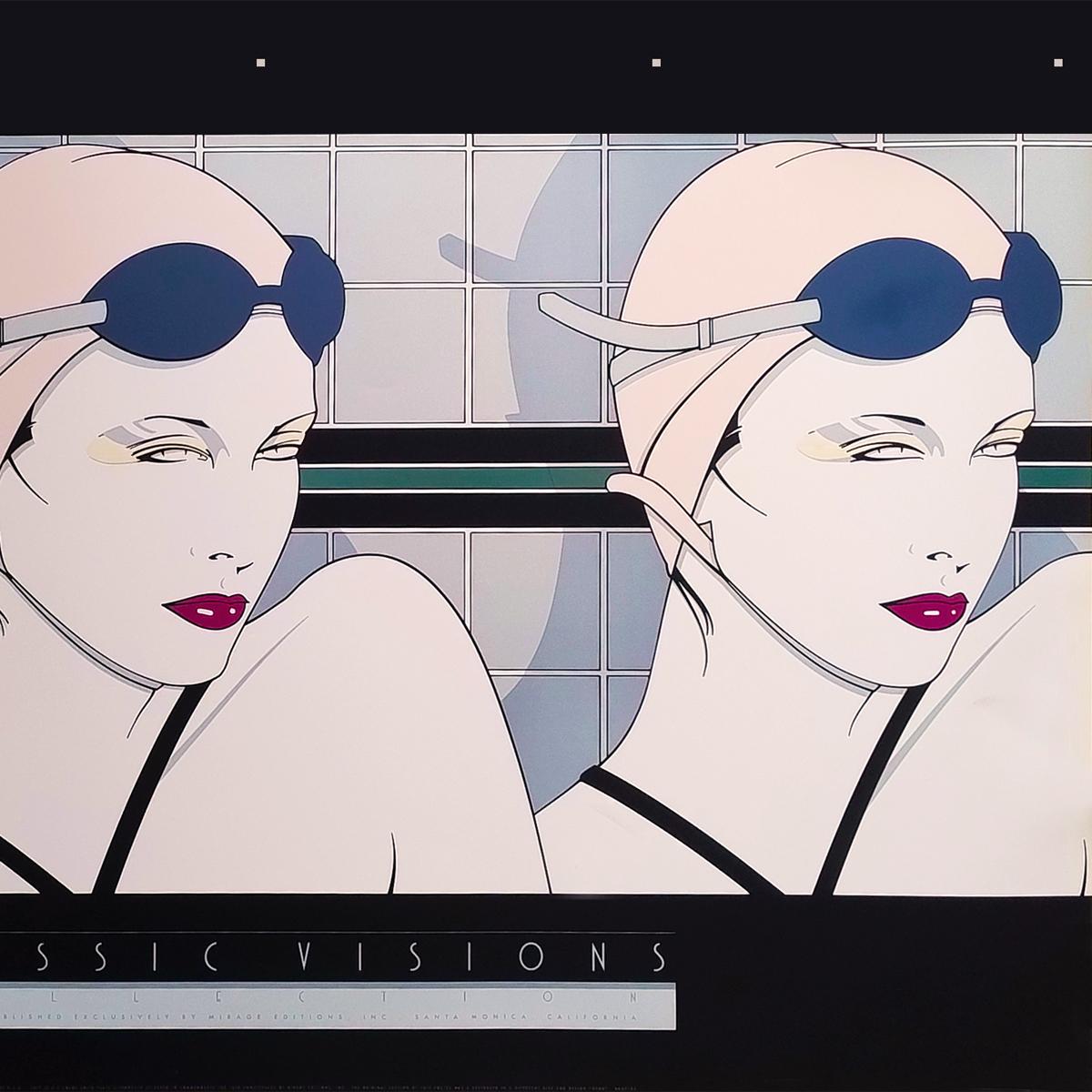 Original Wunderschöne, seltene, seltene Patrick Nagel „Swimmers“ Lithographie, 1970er Jahre. (amerikanisch) im Angebot