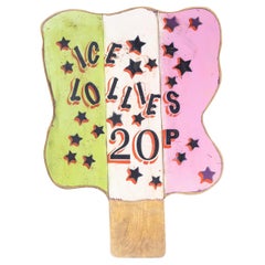 Retro 1970s Original Hand Painted Ice Lollies Fairground Sign