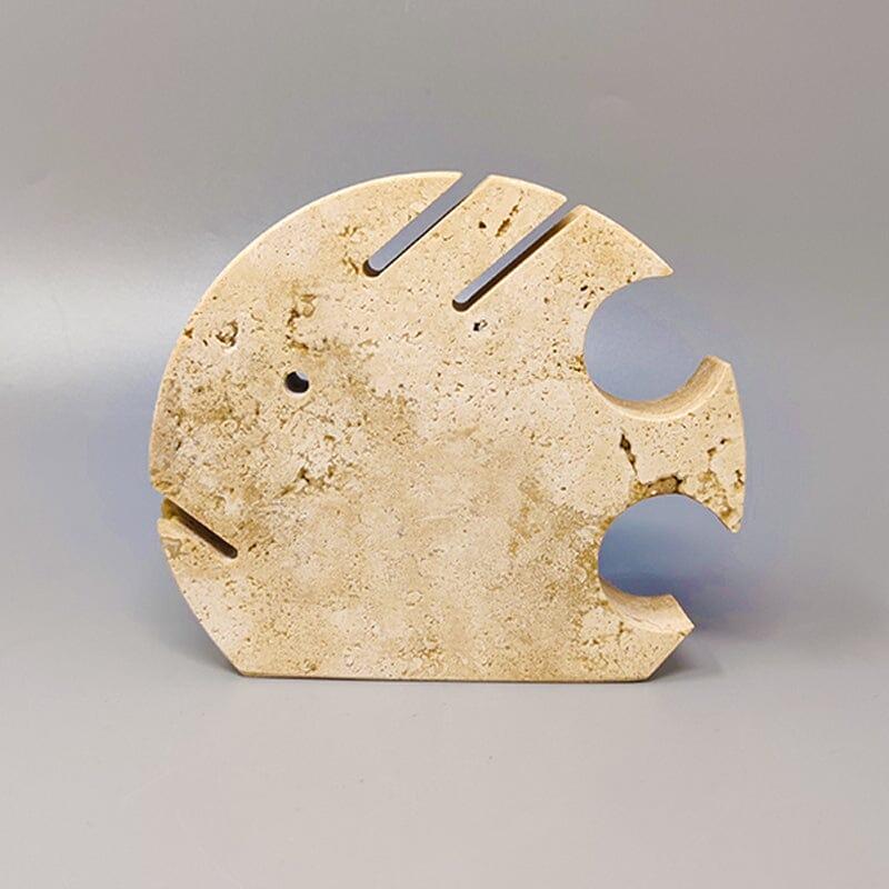 Mid-Century Modern 1970s Original Large Travertine Fish Sculpture by Enzo Mari for F.lli Mannelli