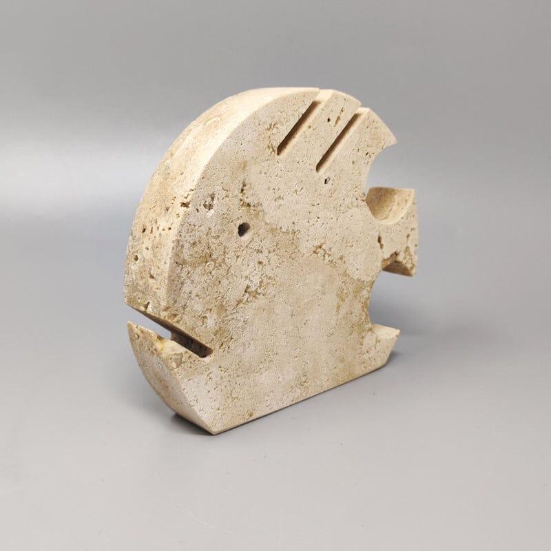 1970s Original Large Travertine Fish Sculpture by Enzo Mari for F.lli Mannelli In Excellent Condition In Milano, IT