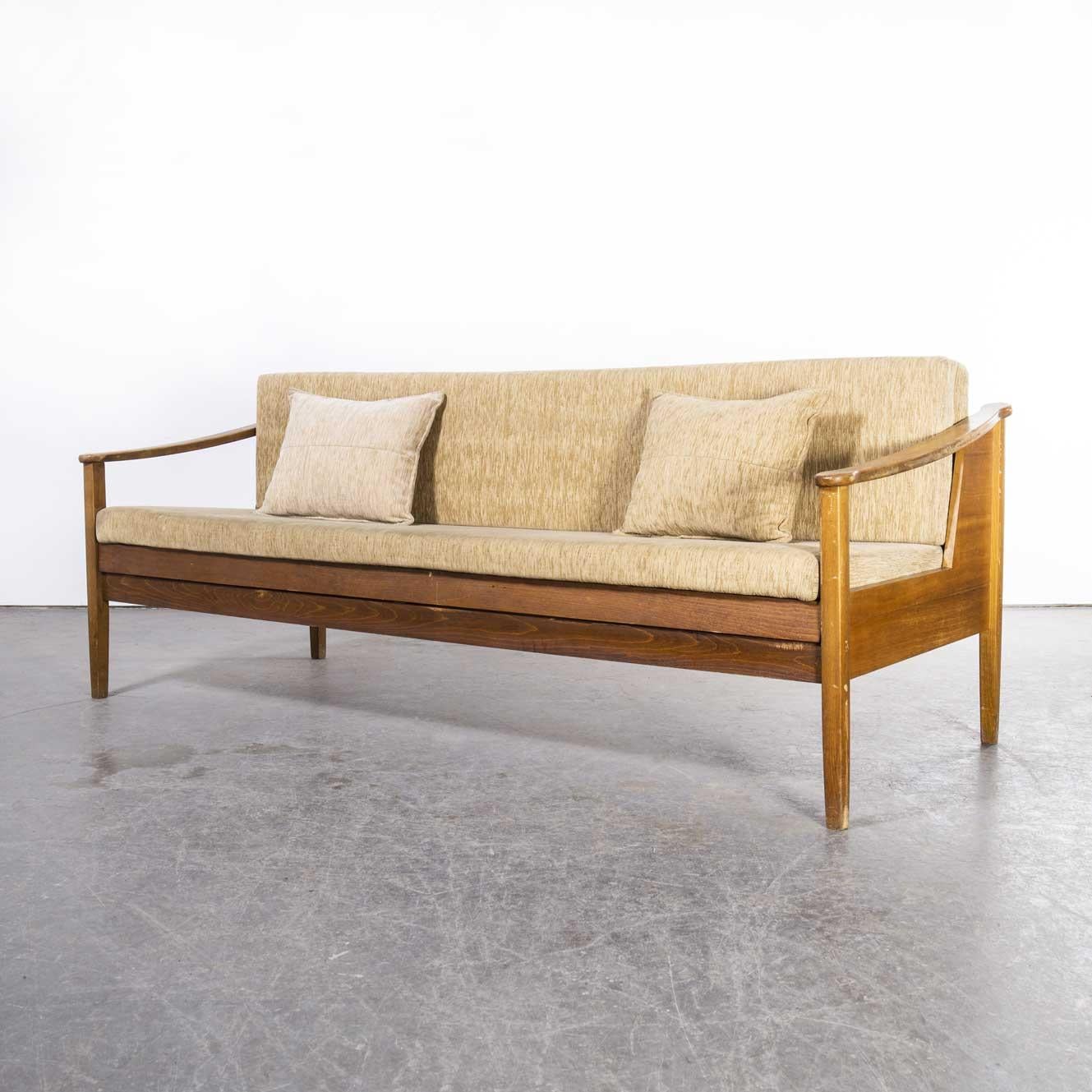 1970’s original mid century Sapele frame sofa – sofabed
1970’s original mid century Sapele frame sofa – sofabed. Beautiful simple and classic mid century sofa sourced in the Czech Republic. The frame is sapele and birch wood and is original