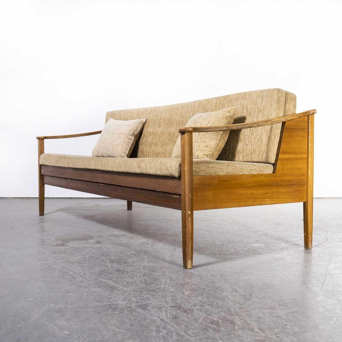 Birch 1970's Original Mid Century Sapele Frame Sofa, Sofabed