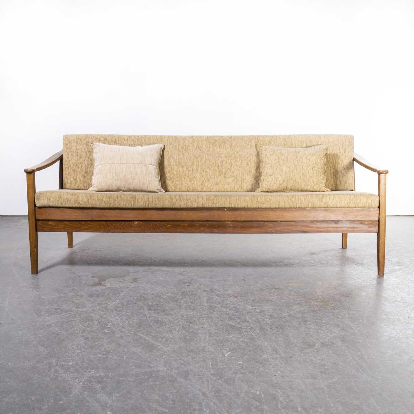 1970's Original Mid Century Sapele Frame Sofa, Sofabed 1
