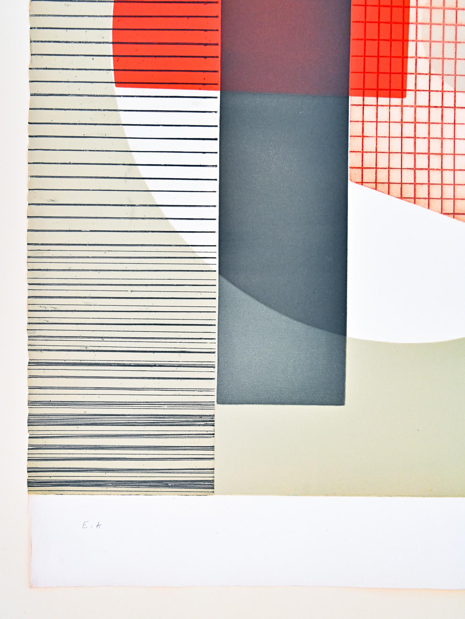 Papier eau-forte originale d'Opart des années 1970 par Jacqueline de Butler en vente