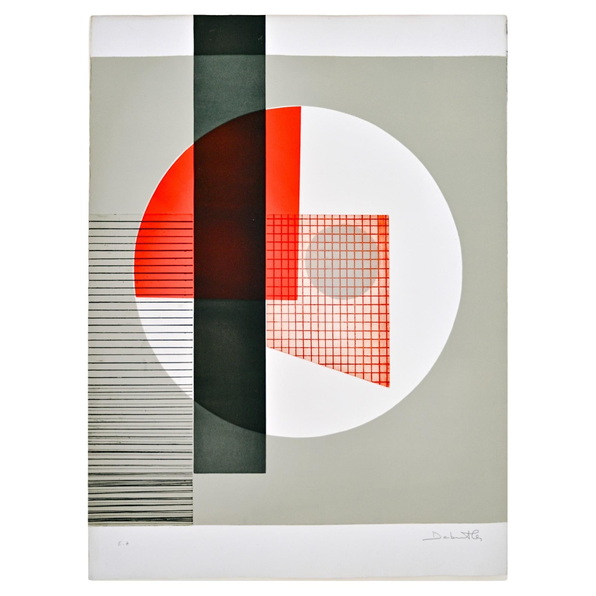 eau-forte originale d'Opart des années 1970 par Jacqueline de Butler