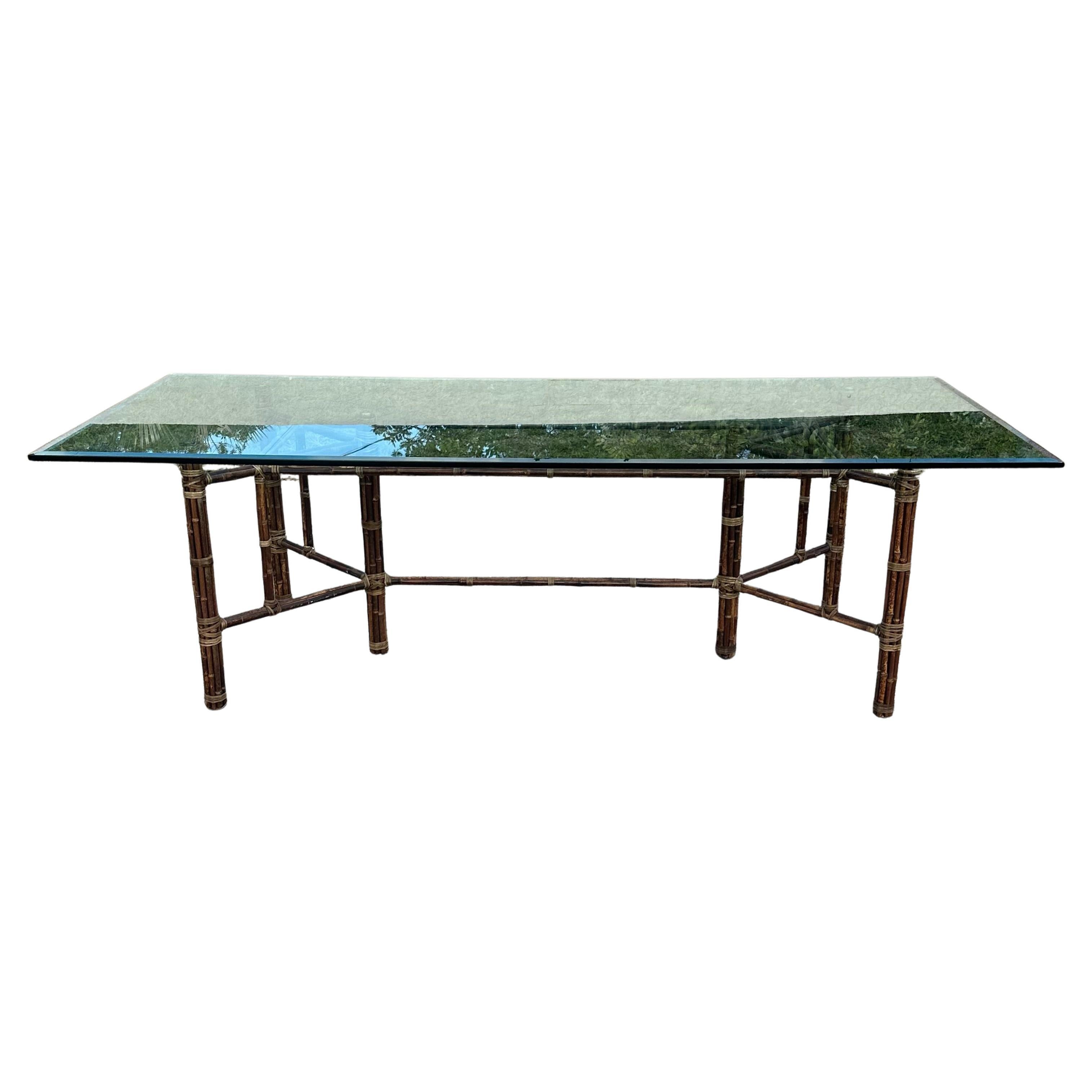 1970s Original Organic McGuire Rattan Rawhide 8ft Dining Table