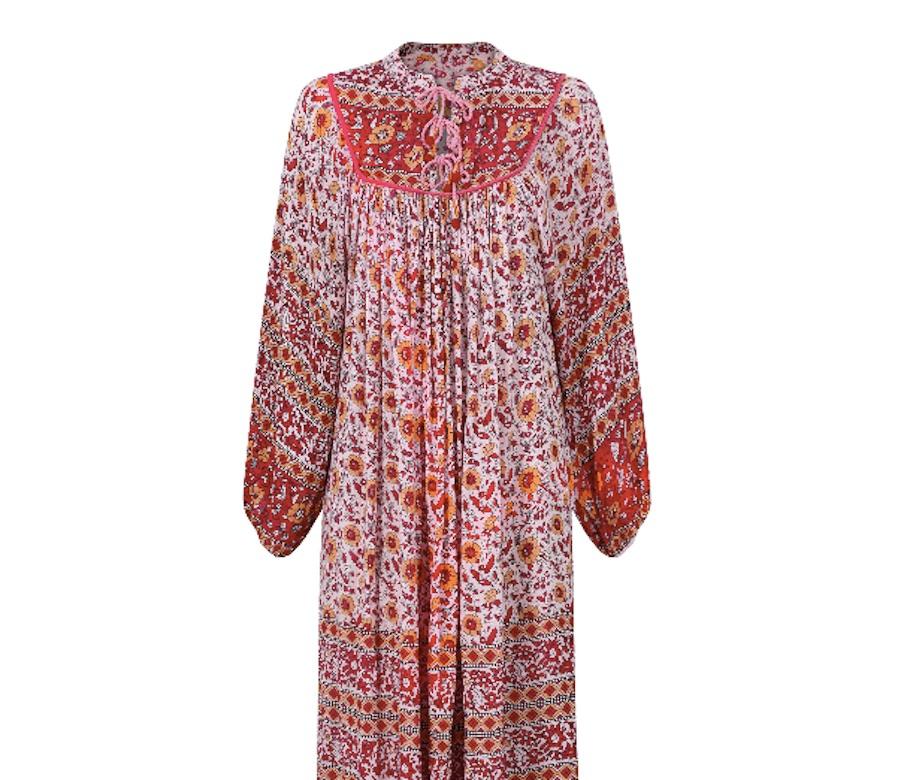 1970s Original Paisley Print Indian Block Work Dress In Excellent Condition For Sale In London, GB