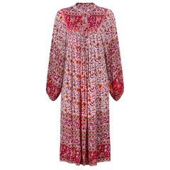 1970s Original Paisley Print Indian Block Work Dress