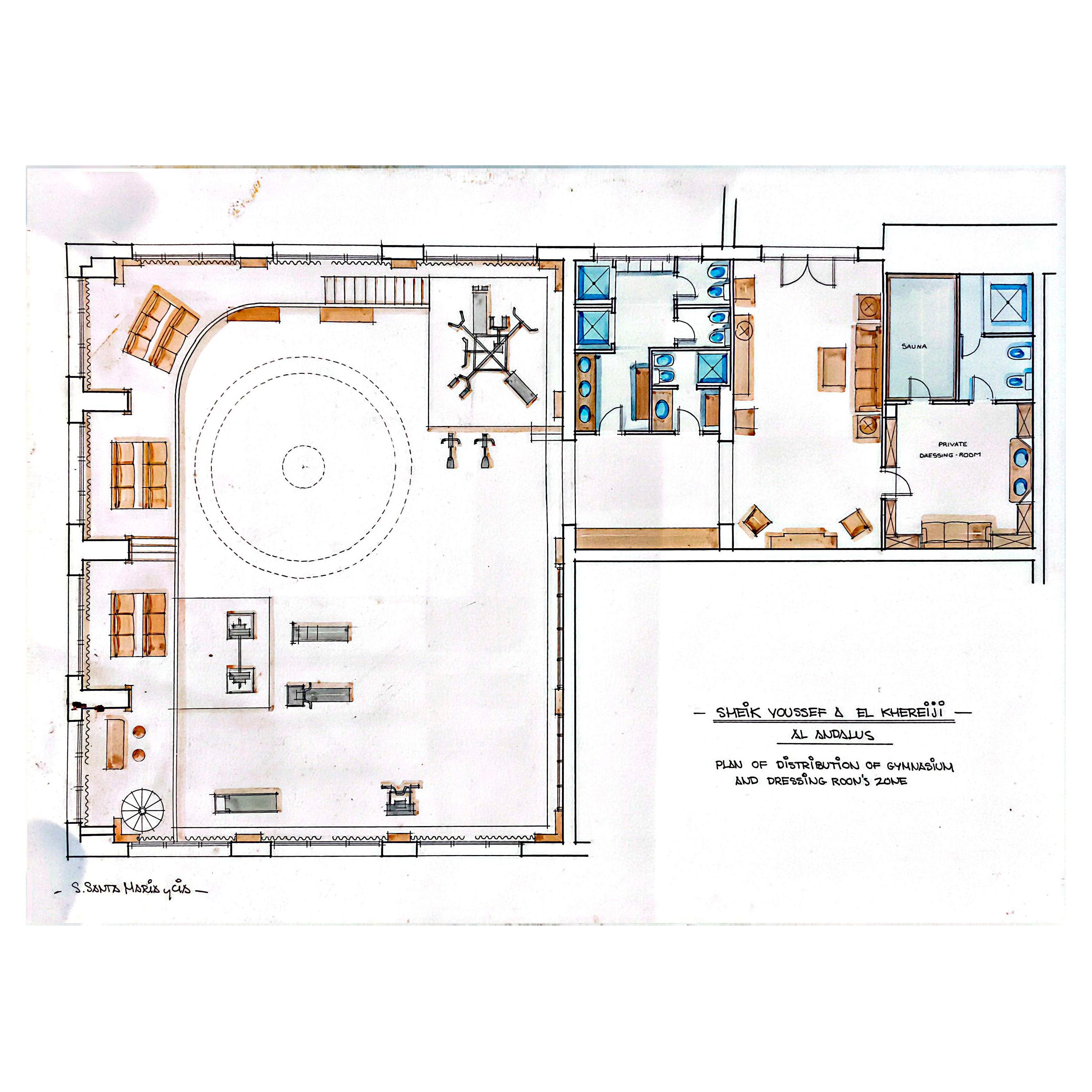 1970s Original Plan “Al Andalus” for the Gymnasium of Sheikh Youssef A. El Khere