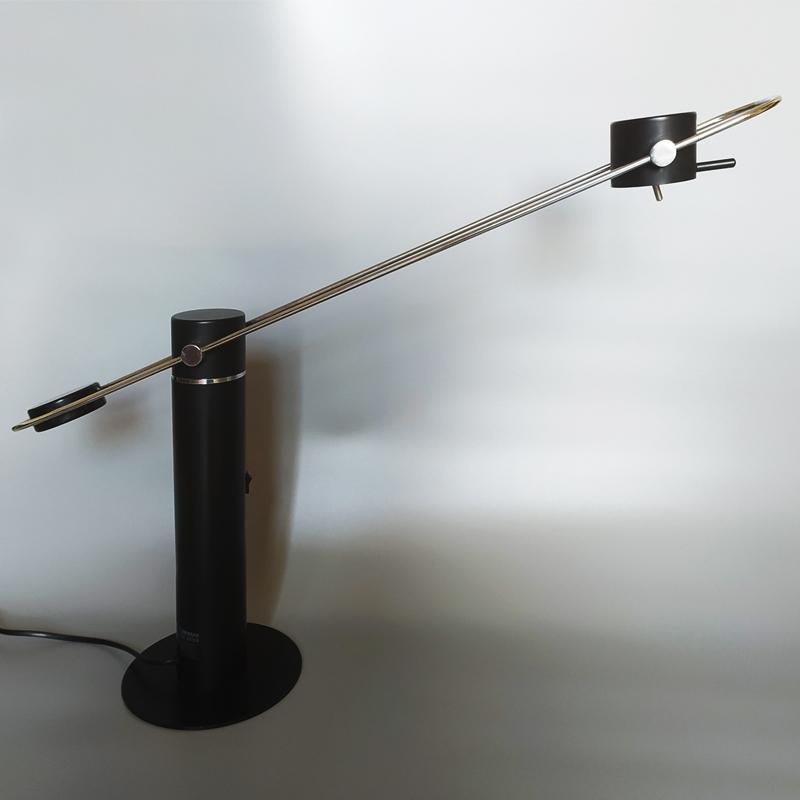 1970s Stunning original halogen table lamp model n. 7671 (first series, so rare to find it) by Egon Hillebrand for Hillebrand. Made in Germany. This table lamp works perfectly and is in excellent condition. A true piece of modern