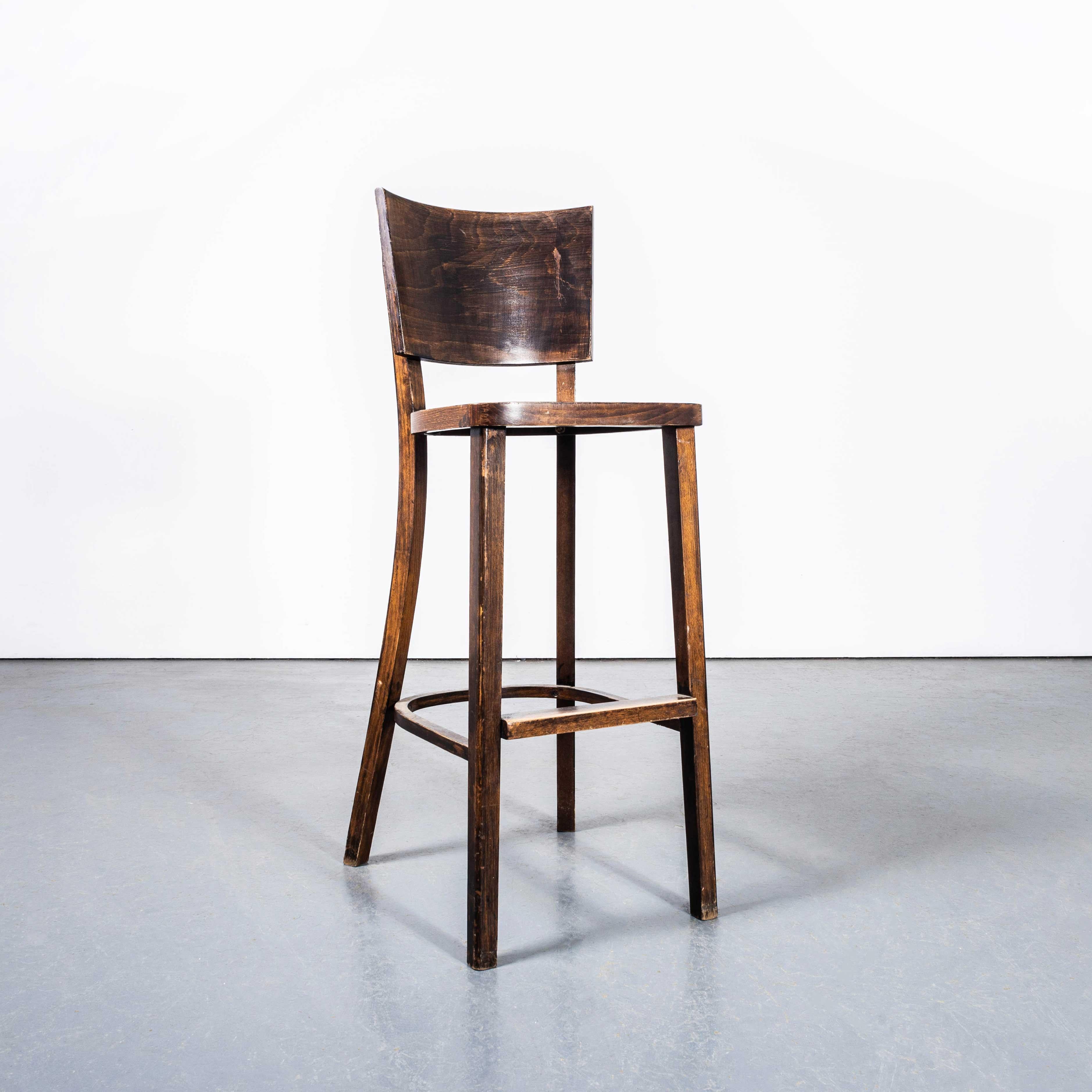 Beech 1970’s Original Tall Backed Bentwood Bar Chairs – Pair For Sale
