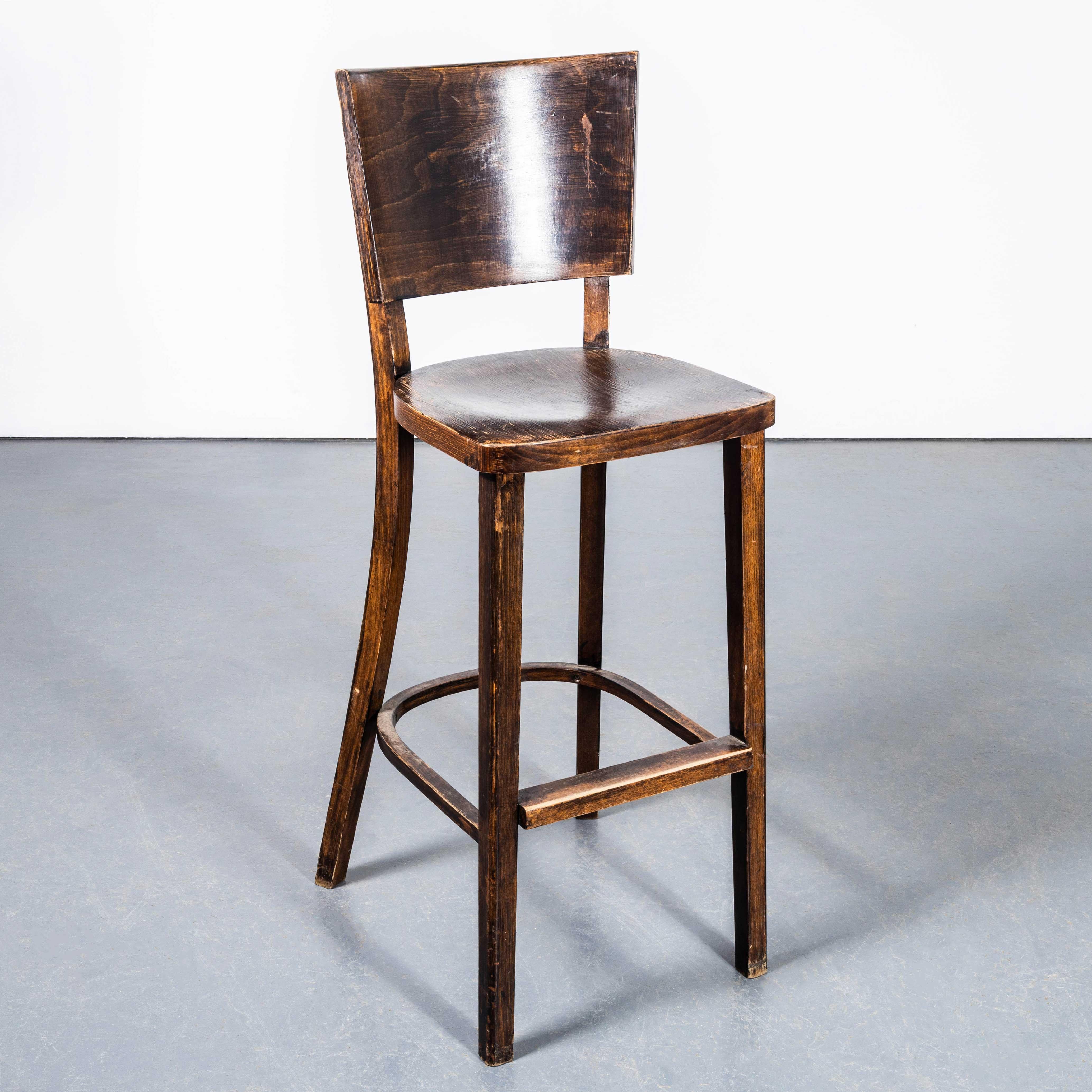 1970’s Original Tall Backed Bentwood Bar Chairs – Pair For Sale 2