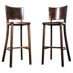Chaises de bar en bentwood à dossier haut originales des années 1970 - Paire