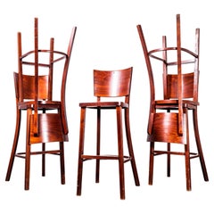 1970’s Original Tall Backed Bentwood Bar Chairs – Set Of Five