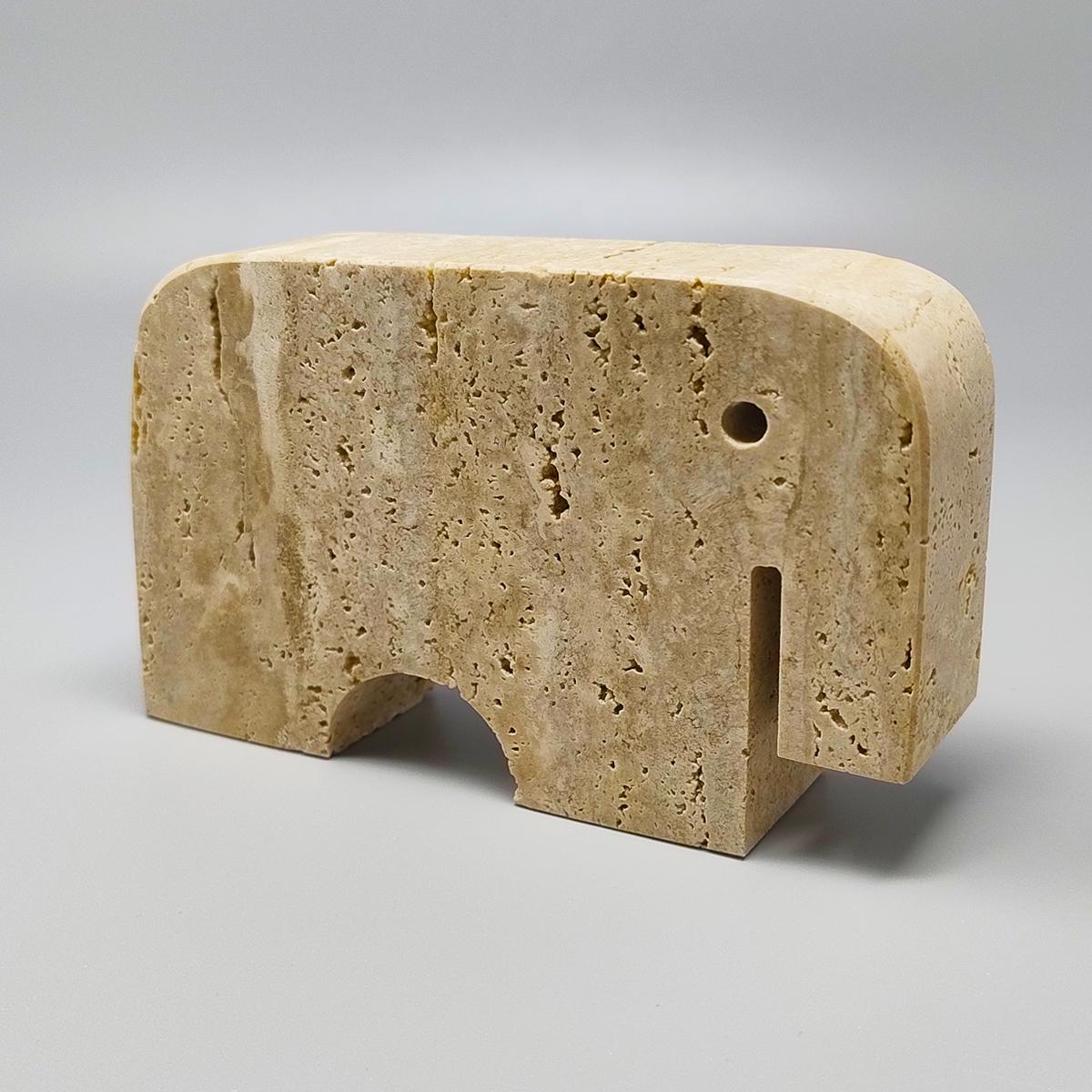 Italian 1970s Original Travertine Elephant Sculpture by Enzo mari for F.lli Mannelli For Sale