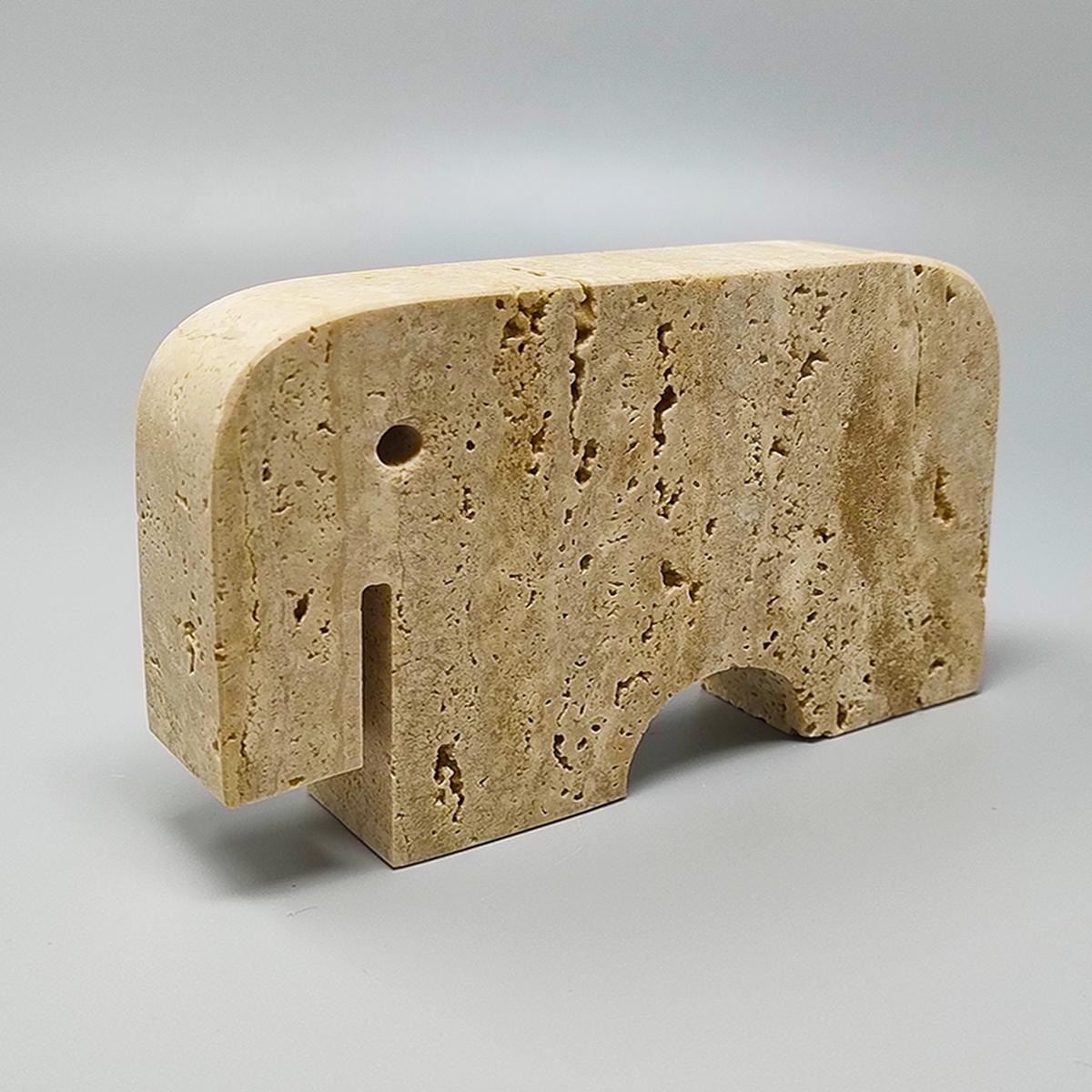 1970s Original Travertine Elephant Sculpture by Enzo mari for F.lli Mannelli In Excellent Condition For Sale In Milano, IT