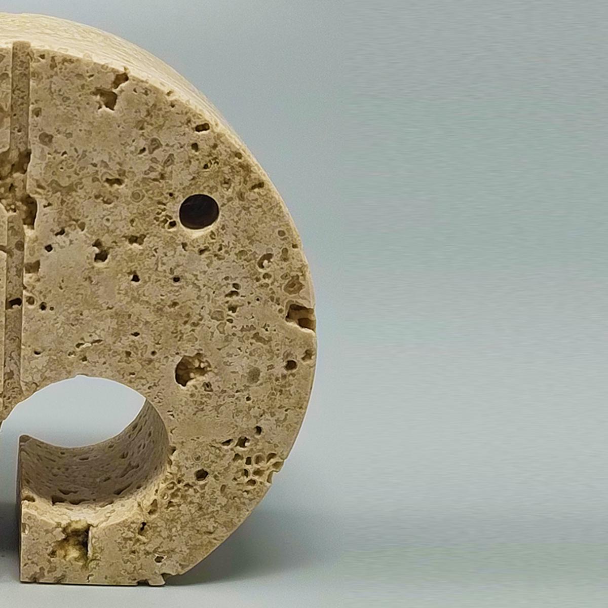 Travertino 1970s Original Travertine Elephant Sculpture by Enzo Mari for F.lli Mannelli in vendita