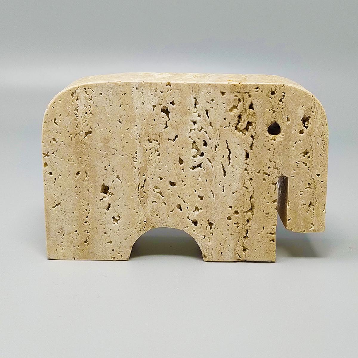 Mid-Century Modern 1970s Original Travertine Elephant Sculpture by F.lli Mannelli For Sale