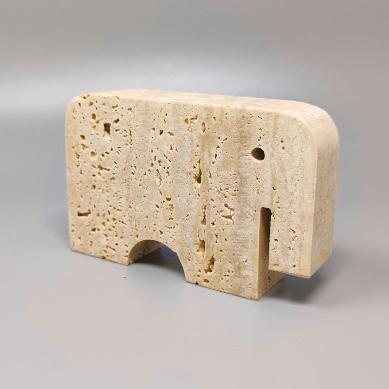 Mid-Century moderno Scultura originale di elefante in travertino degli anni '70 di F.lli Mannelli