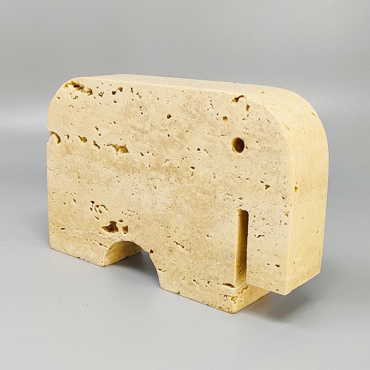 Italian 1970s Original Travertine Elephant Sculpture by Enzo mari for F.lli Mannelli