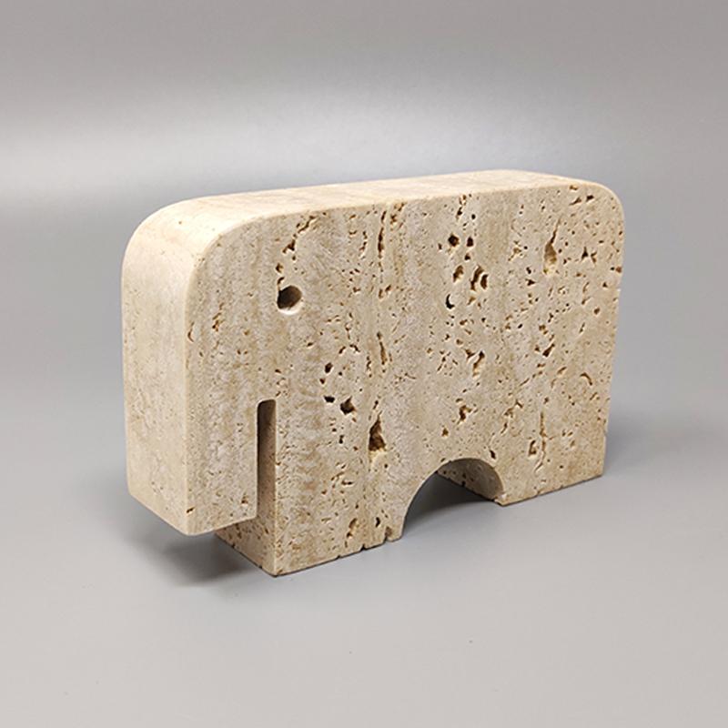 Italiano Scultura originale di elefante in travertino degli anni '70 di F.lli Mannelli