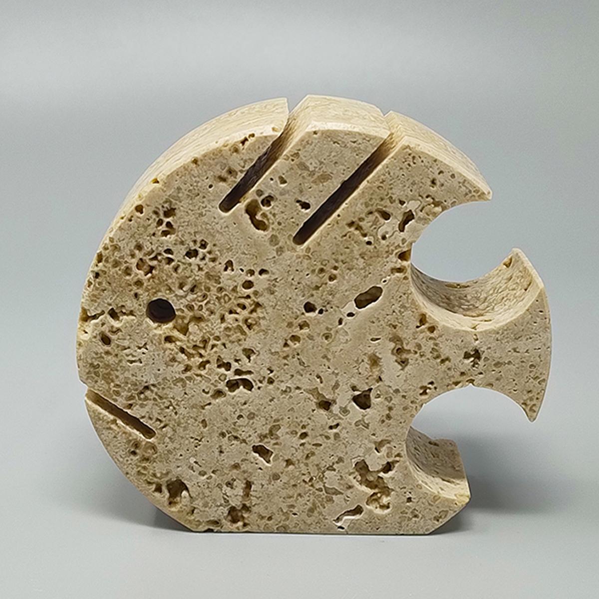 Mid-Century Modern 1970s Original Travertine Fish Sculpture by Enzo Mari for F.lli Mannelli For Sale