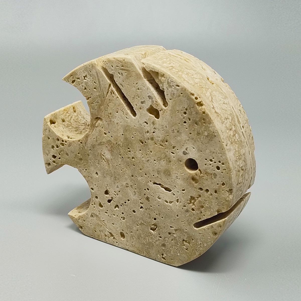 Italian 1970s Original Travertine Fish Sculpture by Enzo Mari for F.lli Mannelli For Sale