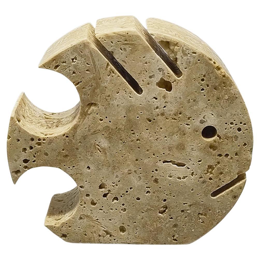1970s Original Travertine Fish Sculpture by Enzo Mari for F.lli Mannelli