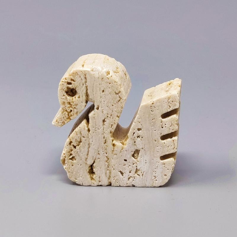 Mid-Century Modern 1970s Original Travertine Swan Sculpture by F.lli Mannelli For Sale