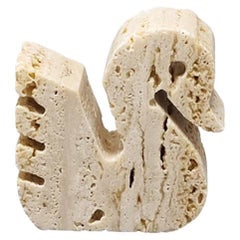 1970s Original Travertine Swan Sculpture by F.lli Mannelli