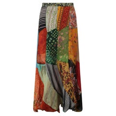 Gonna patchwork in seta indiana originale degli anni '70
