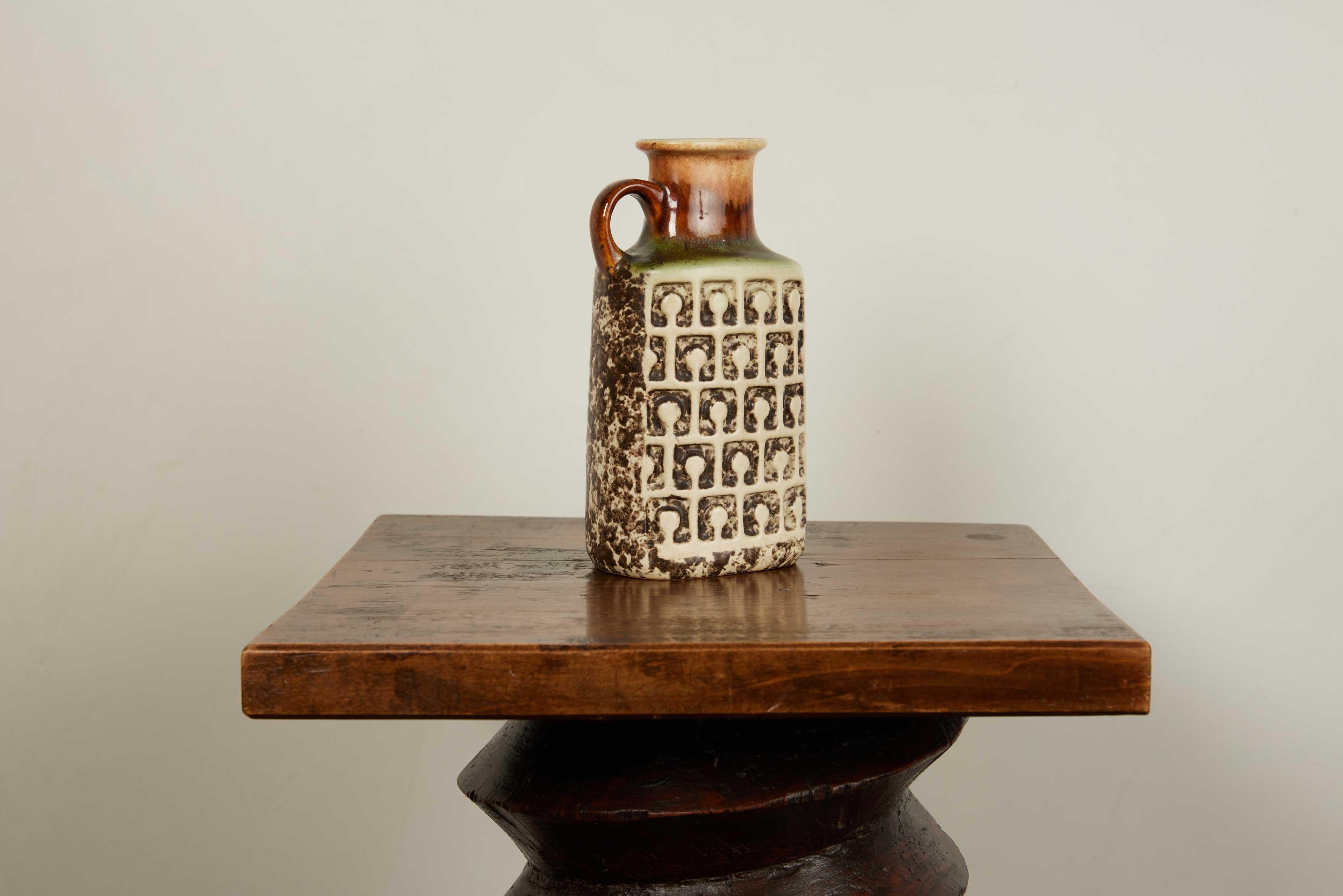 Hand-Carved 1970s Ornamental Doted Vase, Germany For Sale