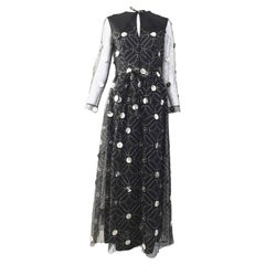 1970s Oscar De La Renta black and silver paillette dress