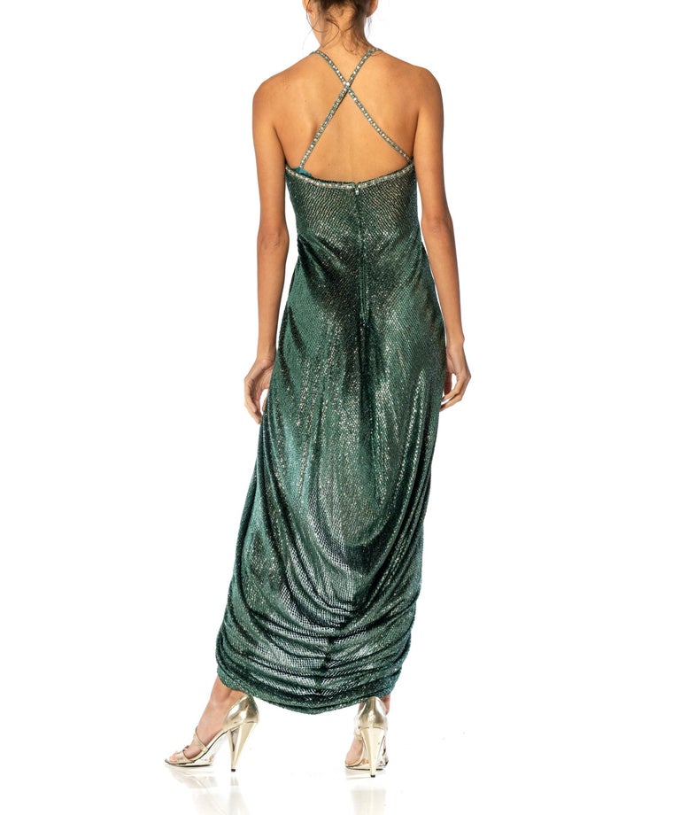 1970S OSCAR DE LA RENTA Emerald Green and Silver Silk Lurex Metallic Devor Velve For Sale at 1stDibs 1970S OSCAR DE LA RENTA Emerald Green and Silver Silk Lurex Metallic Devor Velve For Sale at 1stDibs