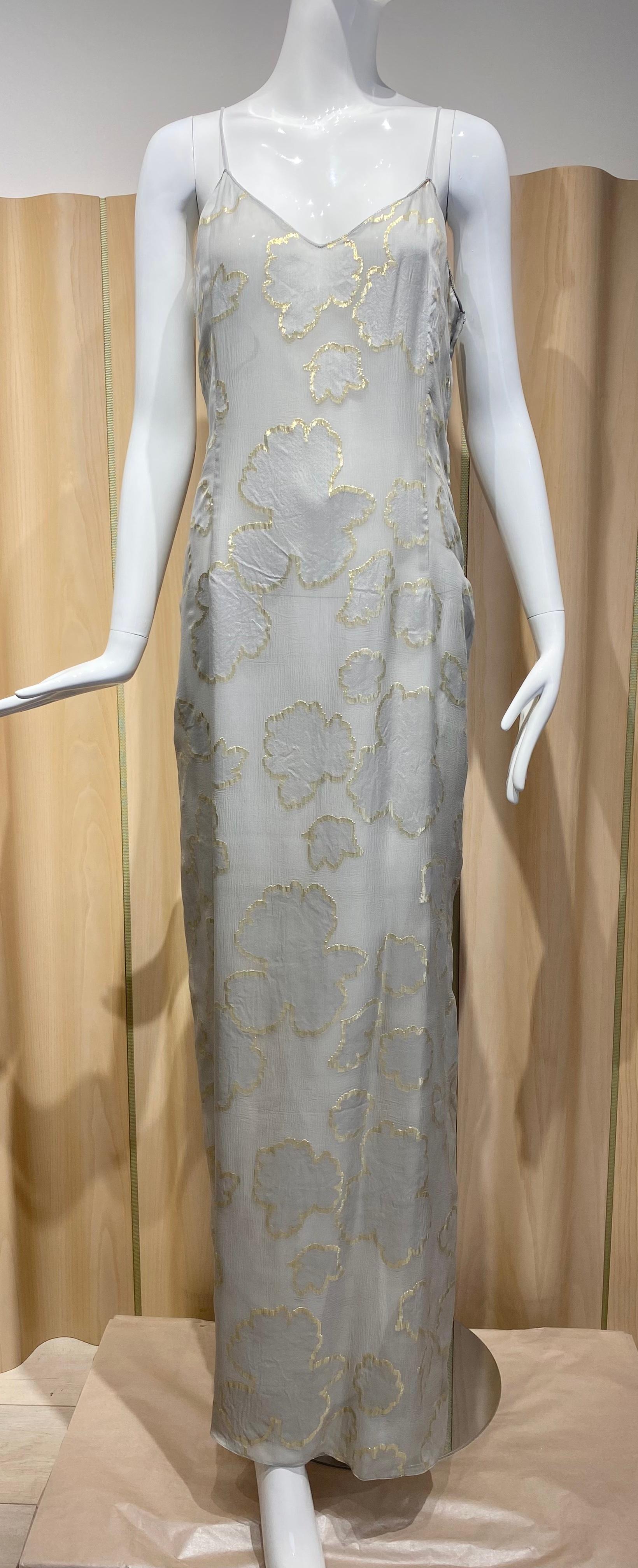 1970s Oscar De La Renta Gray  Silk Chiffon Kaftan and Dress set In Excellent Condition In Beverly Hills, CA
