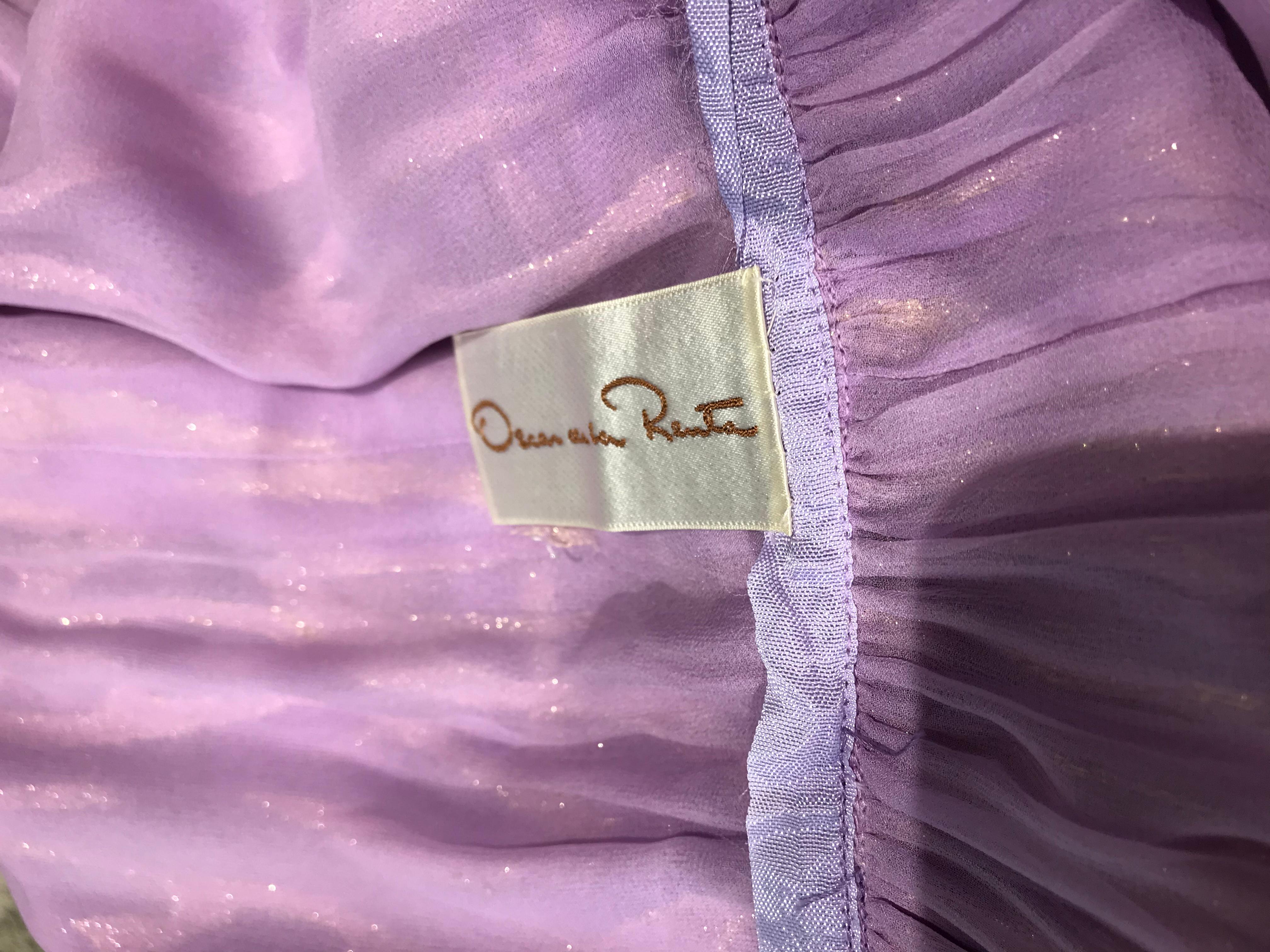1970s Oscar De La Renta Lavender Purple Crepe Silk Dress 1
