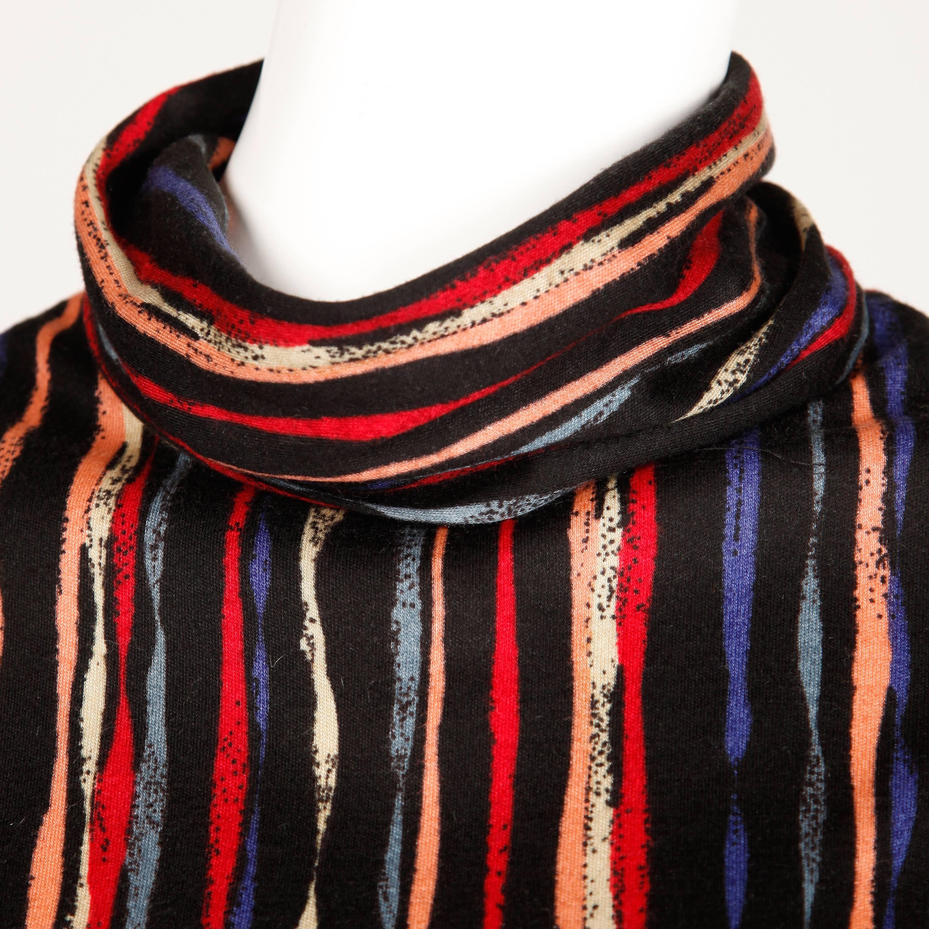 1970s Oscar de la Renta Vintage Jersey Knit Midi Dress with Matching Sash Belt In Excellent Condition For Sale In Sparks, NV